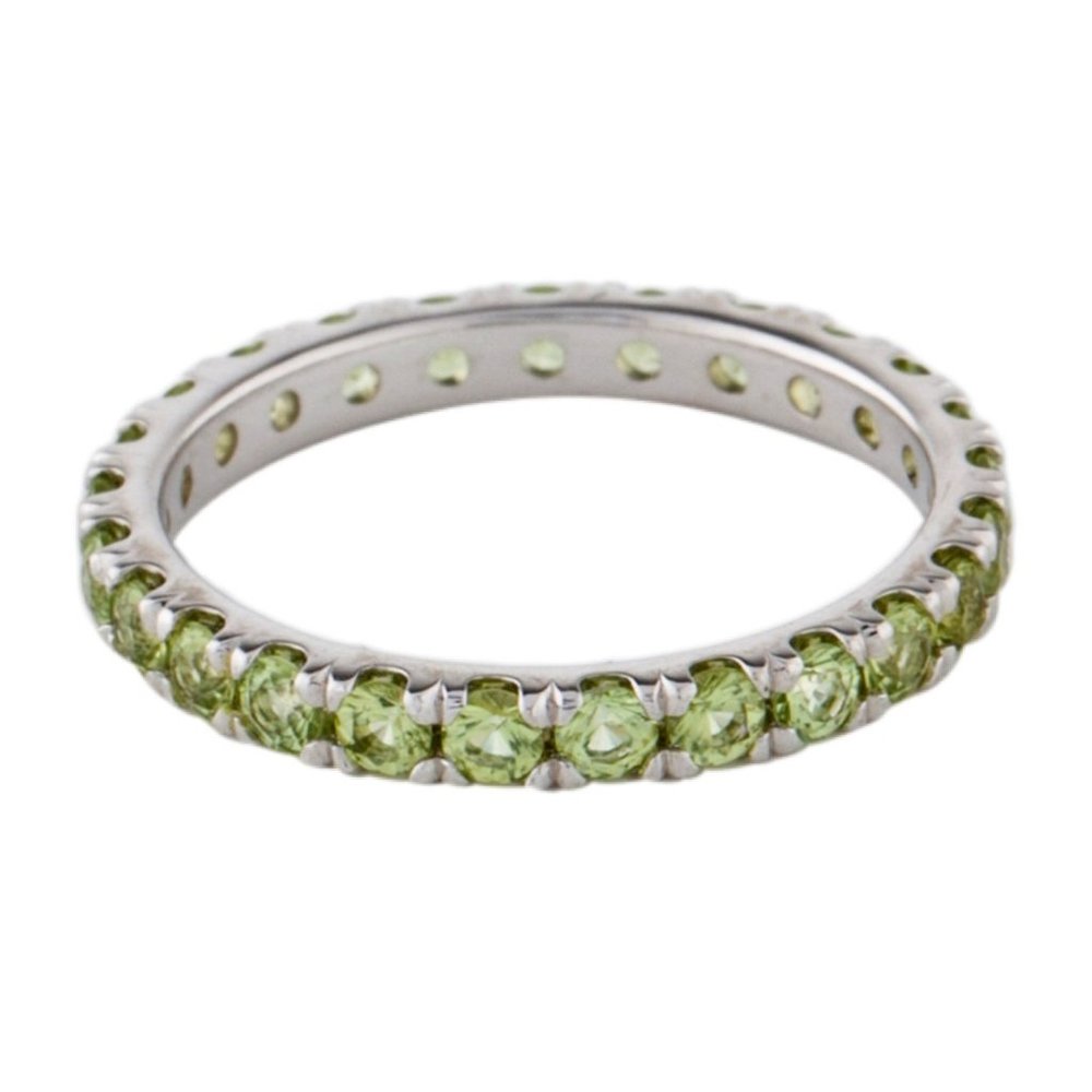 RING 18K WHITE GOLD PERIDOT ETERNITY BAND RING